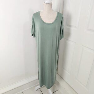 SIJO Nightgown Womens M Green SoftStretch T-Shirt Dress Cooling Eucalyptus